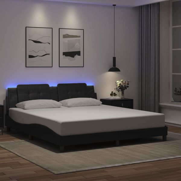 vidaXL Rám postele s LED bez matraca Zadar čierny 180x200 cm