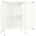 vidaXL Komoda biela 75x35x105 cm oceľ a sklo