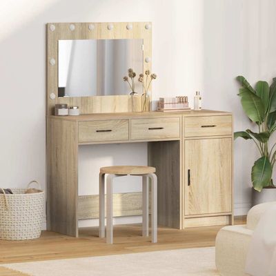 vidaXL Toaletný stolík so zásuvkou 2 pcs Hnedá Kompozitné drevo