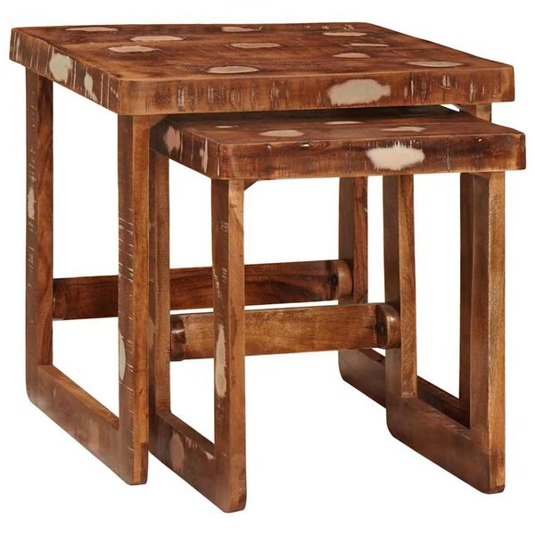 vidaXL Zásuvné stoly 2 pcs 46 x 46 x 45 cm Masívne obnovené drevo