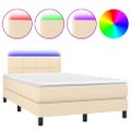 vidaXL Boxspring posteľ s matracom a LED krémová 120x190 cm látka