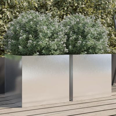 vidaXL Kvetináče 2 ks strieborné 42x40x39 cm nehrdzavejúca oceľ