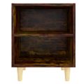 vidaXL Nočný stolík s nohami z masívneho dreva dymový dub 40x30x50 cm