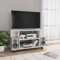 vidaXL TV skrinka+kolieska, lesklá biela 80x40x45 cm, kompozitné drevo