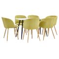vidaXL 7-dielna jedálenská súprava látková zelená