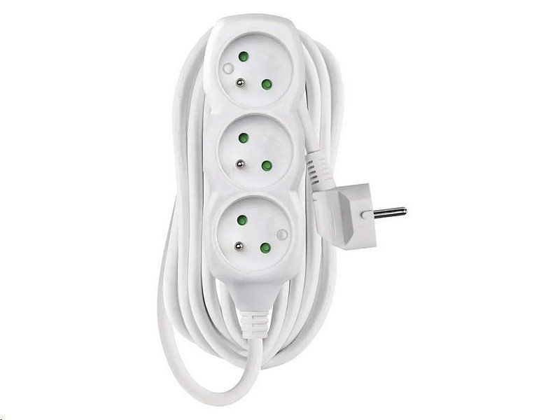 Prodlužovací kabel EMOS P0317R / 7 m / 3 zásuvky / bílý / PVC / 1,5 mm2