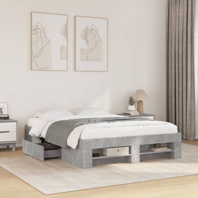 vidaXL Posteľný rám betónový sivý 135x190 cm kompozitné drevo