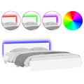 vidaXL Posteľný rám s čelom a LED biely 200x200 cm