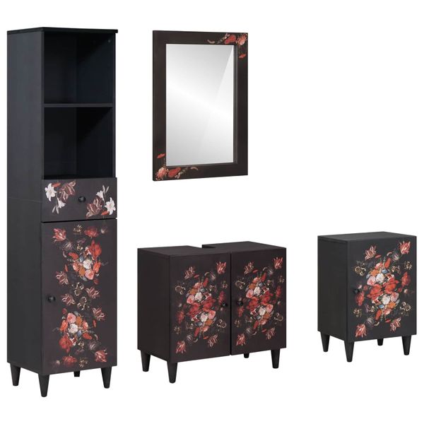 vidaXL Set kabinetov do kúpeľne so zásuvkou 4 pcs Masívne mango drevo