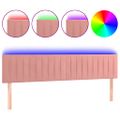 vidaXL Čelo postele s LED ružové 180x5x78/88 cm zamat