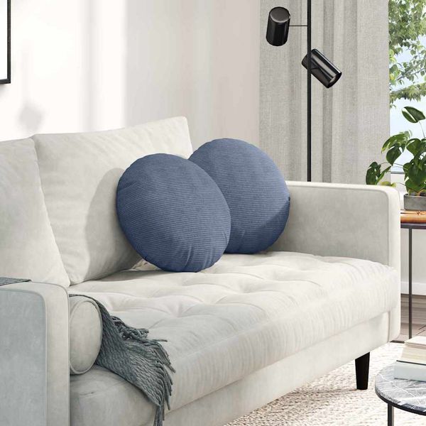 vidaXL Vankúše na sedenie 2 pcs Modrá Ø 40 cm Kordúrová tkanina