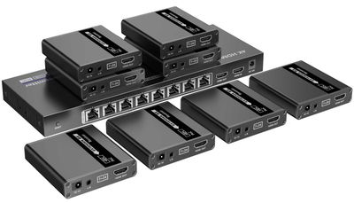 HDMI 1-8 splitter+extender po CAT6/6a/7, 4k až 70m