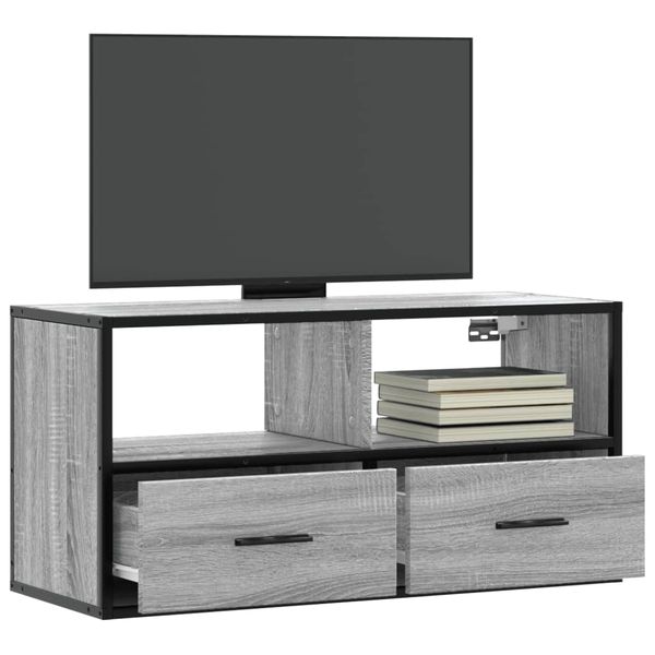 vidaXL TV skrinka sivá sonoma 80x31x39,5 cm kompozitné drevo a kov