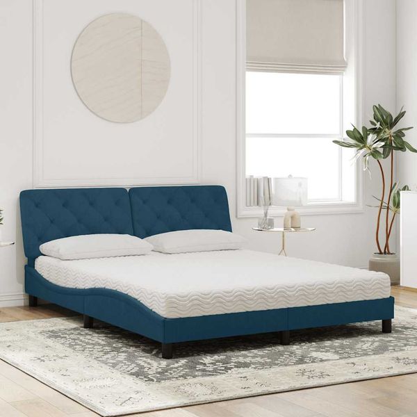 vidaXL Posteľ s matracom modrý 160x200 cm zamat