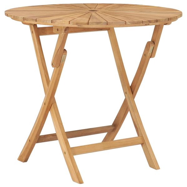 vidaXL Skladací záhradný stôl Ø 85 cm, tíkový masív