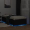 vidaXL Posteľný rám s LED svetlami čierny 75x190 cm kompozitné drevo