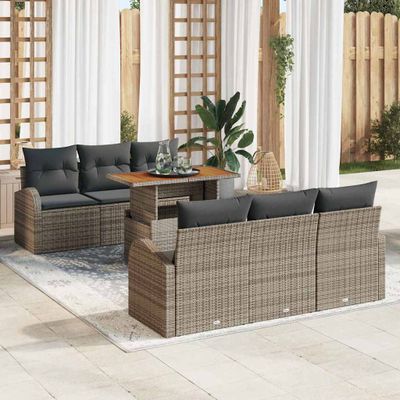 vidaXL Súprava záhradných pohoviek s úložiskom 7 pcs Sivá Poly ratan