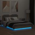 vidaXL Posteľný rám s čelom a LED svetlami dub sonoma 135x190 cm