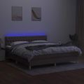 vidaXL Posteľ boxsping s matracom a LED sivohnedá 160x200 cm látka