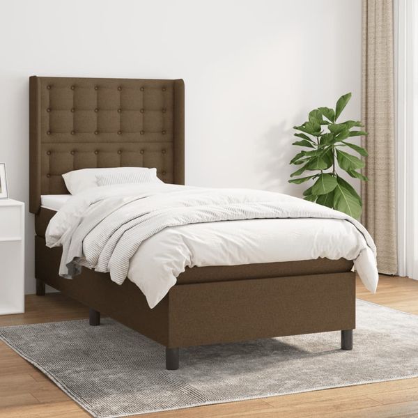 vidaXL Boxspring posteľ s matracom tmavohnedá 90x190 cm látka