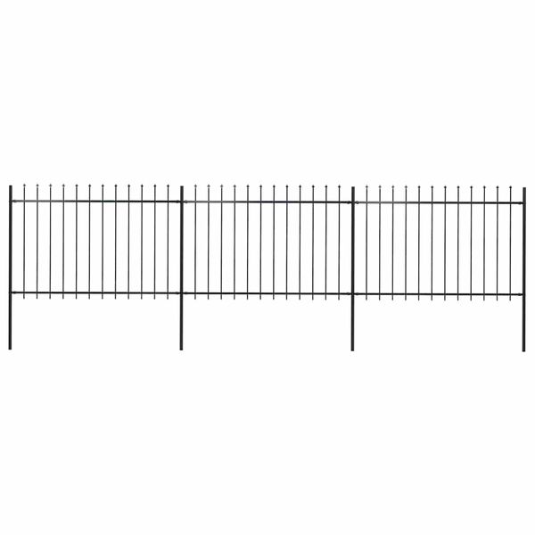 vidaXL Záhradný plot s vrchnou časťou z ocele 537x120 cm čierny