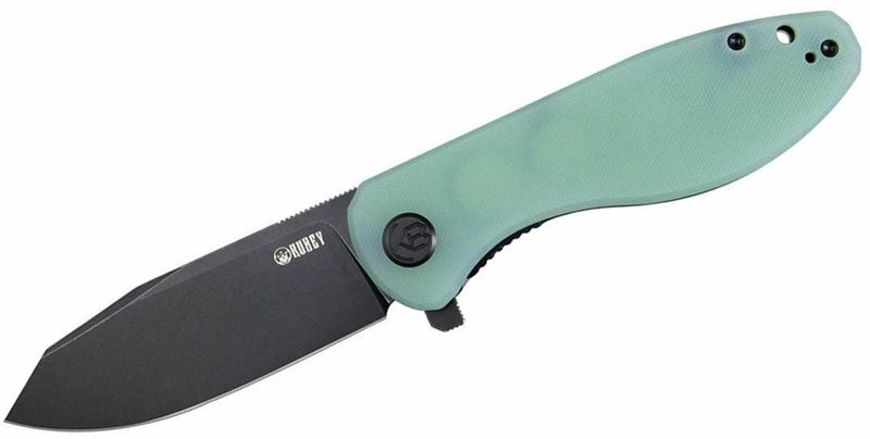 Kubey KU358D Master Chief vreckový nôž 8,7 cm, čierna, bledozelená Jade, G10, spona