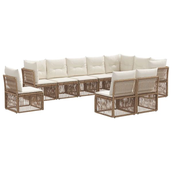 vidaXL Súprava záhradných pohoviek 10 pcs Béžová polyratan