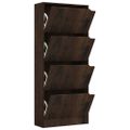 vidaXL Botník so 4 dvierkami tmavý dub 59x24x136 cm drevotrieska