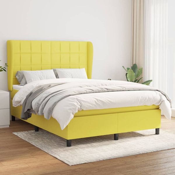 vidaXL Boxspring posteľ s matracom zelená 140x190 cm látka