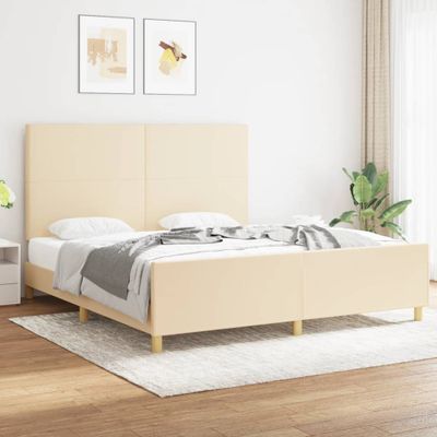 vidaXL Posteľ bez matraca krémová 180x200 cm látka