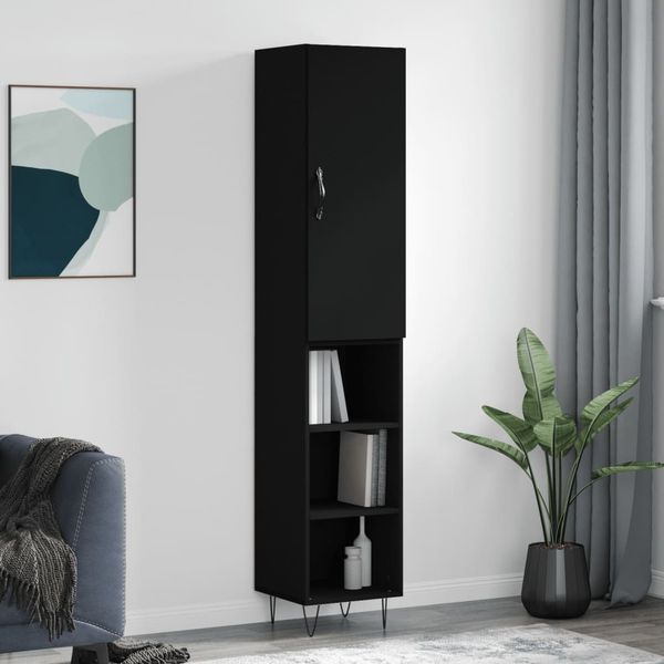 vidaXL Vysoká skrinka čierna 34,5x34x180 cm spracované drevo