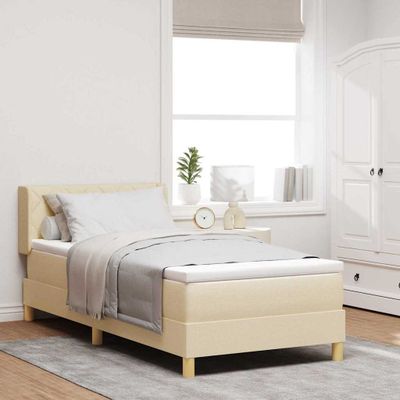 vidaXL Posteľ s pružinovým rámom Krémová 200 x 90 cm látka
