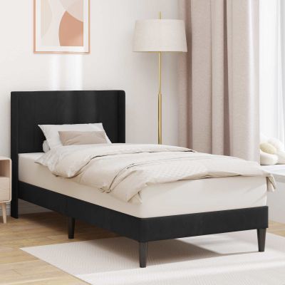vidaXL Rám postele s čelnou doskou Čierna 90 x 190 cm Zamat