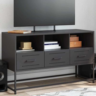 vidaXL TV skrinka čierna 100,5x39x60,5 cm oceľ