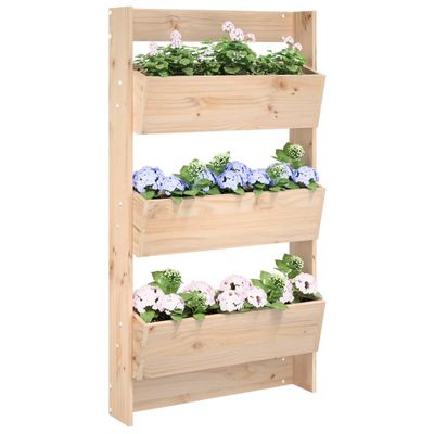 vidaXL Nástenný kvetináč 3-poschodový 60x18,5x110 cm masívna borovica
