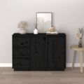 vidaXL Komoda čierna 111x34x75 cm borovicový masív