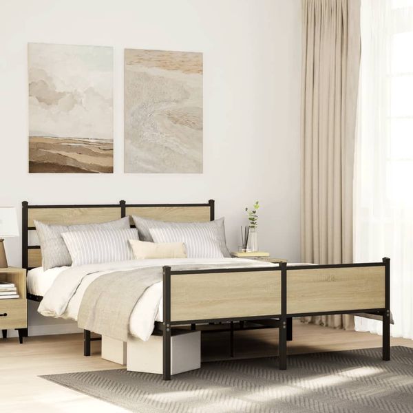 vidaXL Posteľný rám bez matraca dub sonoma 140x190 cm kompozitné drevo