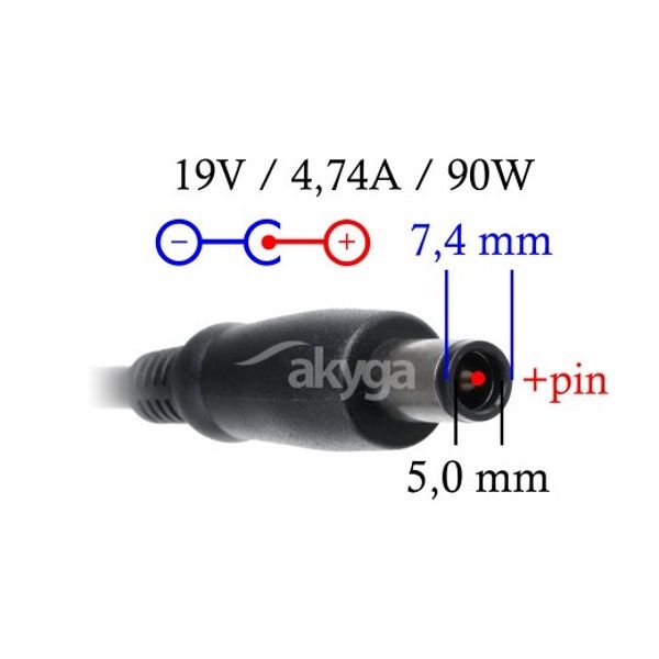 TRX Akyga 90W napájecí adaptér/ nabíječka/ HP/ Compaq/ 19V/ 4.7A/ 7.4x5.0mm konektor + pin/ neoriginální Napájecí adaptér, nabíjecka, pro HP, Compaq, 19 V, 4,7 A, 7,4 x 5,0 mm konektor + pin, neoriginální