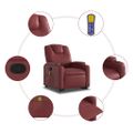 vidaXL Zdvíhacie masážne sklápacie kreslo vínovočervené umelá koža