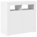 vidaXL Komoda s LED svetlami lesklá biela 80x35x75 cm