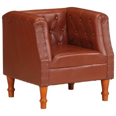 vidaXL Kreslo, hnedé, pravá koža