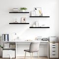 vidaXL Plávajúce nástenné police 4ks, lesklé čierne 90x23,5x3,8cm, MDF
