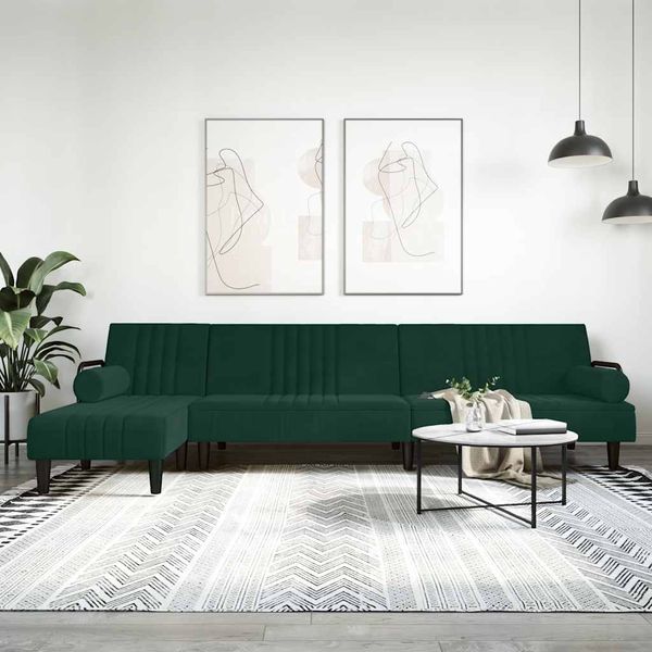 vidaXL Pohovka v tvare L tmavozelená 260x140x70 cm zamat