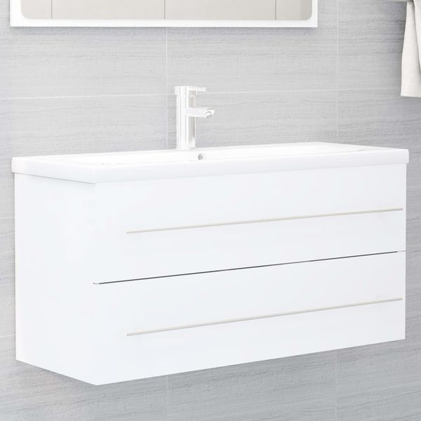 vidaXL Skrinka pod umývadlo, biela 100x38,5x48 cm, kompozitné drevo