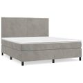 vidaXL Posteľný rám boxsping s matracom bledosivý 160x200 cm zamat