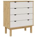 vidaXL Skrinka so zásuvkami OTTA, hnedo biela 76,5x39,5x90cm, borovica