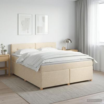 vidaXL Posteľ boxspring s matracom Krémová 140 x 200 cm Látka