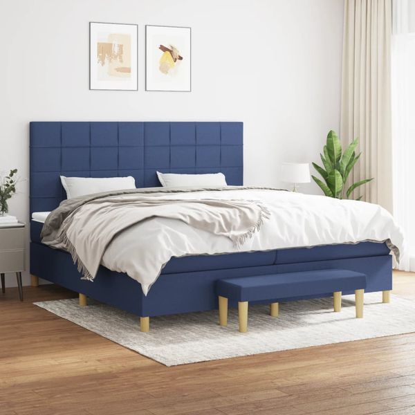 vidaXL Boxspring posteľ s matracom modrá 200x200 cm látka