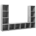 vidaXL TV skrinky 3 ks betónové sivé 142,5x35x36,5 cm drevotrieska