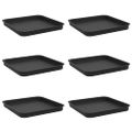 vidaXL Štvorcový kvetinový podnos 6 ks Čierna 21 x 21 x 2 cm Plast